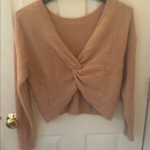 Hollister Women's V-Neck Knotted Sweater - soft rose color